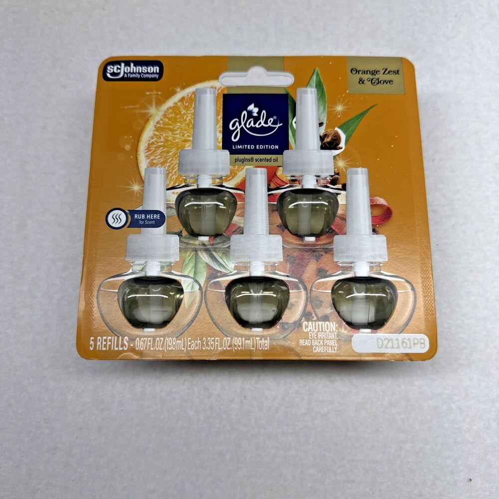 Glade PlugIns Orange Zest Clove Refills 5 Pack Limited Edition Essential Oils